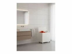 Don Hierro Cesto De Ropa|- Cesto de ropa con ruedas LUCCA, 60L, 2 compartimentos, cierre suave, estructura metálica blanca-