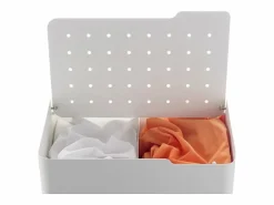 Don Hierro Cesto De Ropa|- Cesto de ropa con ruedas LUCCA, 60L, 2 compartimentos, cierre suave, estructura metálica blanca-