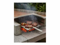 Don Hierro Materiales Y Utensilios De Cocina|- Parrilla de acero inoxidable para barbacoa, especial carne, ABRÁSAME, tamaño mediano-