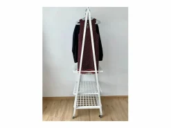 Don Hierro Burro Para Ropa|- Perchero Metálico con Ruedas URBAN - 3 Estanterías Amplias y Cesta para Accesorios-