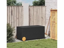 Garden Furniture Dorian Caja de almacenaje jardín con ruedas ratán sintético 190L Negro Sale