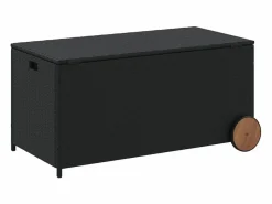 Garden Furniture Dorian Caja de almacenaje jardín con ruedas ratán sintético 190L Negro Sale