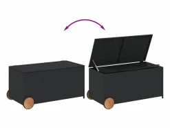 Garden Furniture Dorian Caja de almacenaje jardín con ruedas ratán sintético 190L Negro Sale