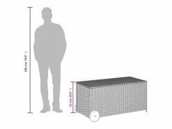 Garden Furniture Dorian Caja de almacenaje jardín con ruedas ratán sintético 190L Negro Sale