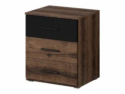 Dormitorio EOS: Armario de 2 metros, Cama de 180x200, cómoda, mesitas de noche. Color roble oscuro y negro.^Meublorama Best