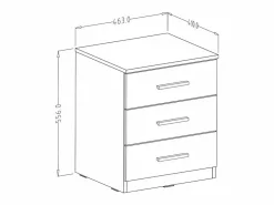 Dormitorio FLOYD: Armario de 200 cm, Cama de 180x200, cómoda, mesitas de noche. Color roble oscuro y negro brillante.^Meublorama Outlet