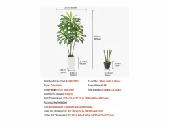 Dracaena Artificial SucceBuy, 1,8 m, Planta Artificial Tropical en Maceta Blanca, Falso Árbol Tropical, Planta Falsa Hojas Polietileno para Salón Verde Online