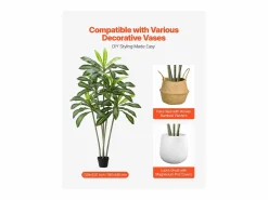 Dracaena Artificial SucceBuy, 1,8 m, Planta Artificial Tropical en Maceta Blanca, Falso Árbol Tropical, Planta Falsa Hojas Polietileno para Salón Verde Online