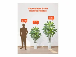 Dracaena Artificial SucceBuy, 1,8 m, Planta Artificial Tropical en Maceta Blanca, Falso Árbol Tropical, Planta Falsa Hojas Polietileno para Salón Verde Online