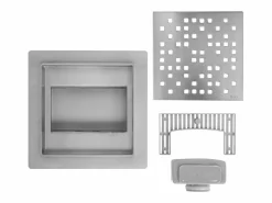 Rea Cañería|Drenaje Lineal Dots 150X150 Brush Steel