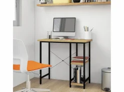 Garden Furniture Mesa De Ordenador|Drenin Escritorio para ordenador MDF metal negro roble 80x40x72 cm
