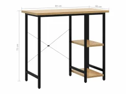 Garden Furniture Mesa De Ordenador|Drenin Escritorio para ordenador MDF metal negro roble 80x40x72 cm