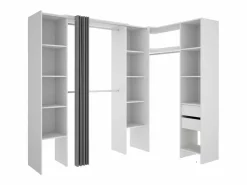 Vente-unique Armario Abierto, Vestidor|Dressing d'angle extensible L164/234 cm Blanc et gris DORIAN
