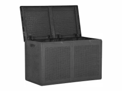 Garden Furniture Baúl De Jardín|Drumkeeran Caja de almacenaje para jardín 180 L PP ratán negra