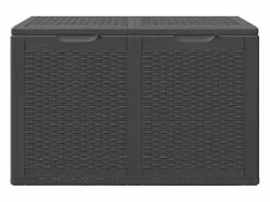 Garden Furniture Baúl De Jardín|Drumkeeran Caja de almacenaje para jardín 180 L PP ratán negra