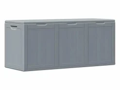 Garden Furniture Drumkeeran Caja de almacenaje para jardín 270 L PP aspecto madera Gris New
