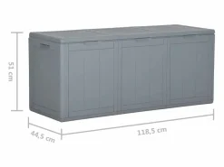Garden Furniture Drumkeeran Caja de almacenaje para jardín 270 L PP aspecto madera Gris New