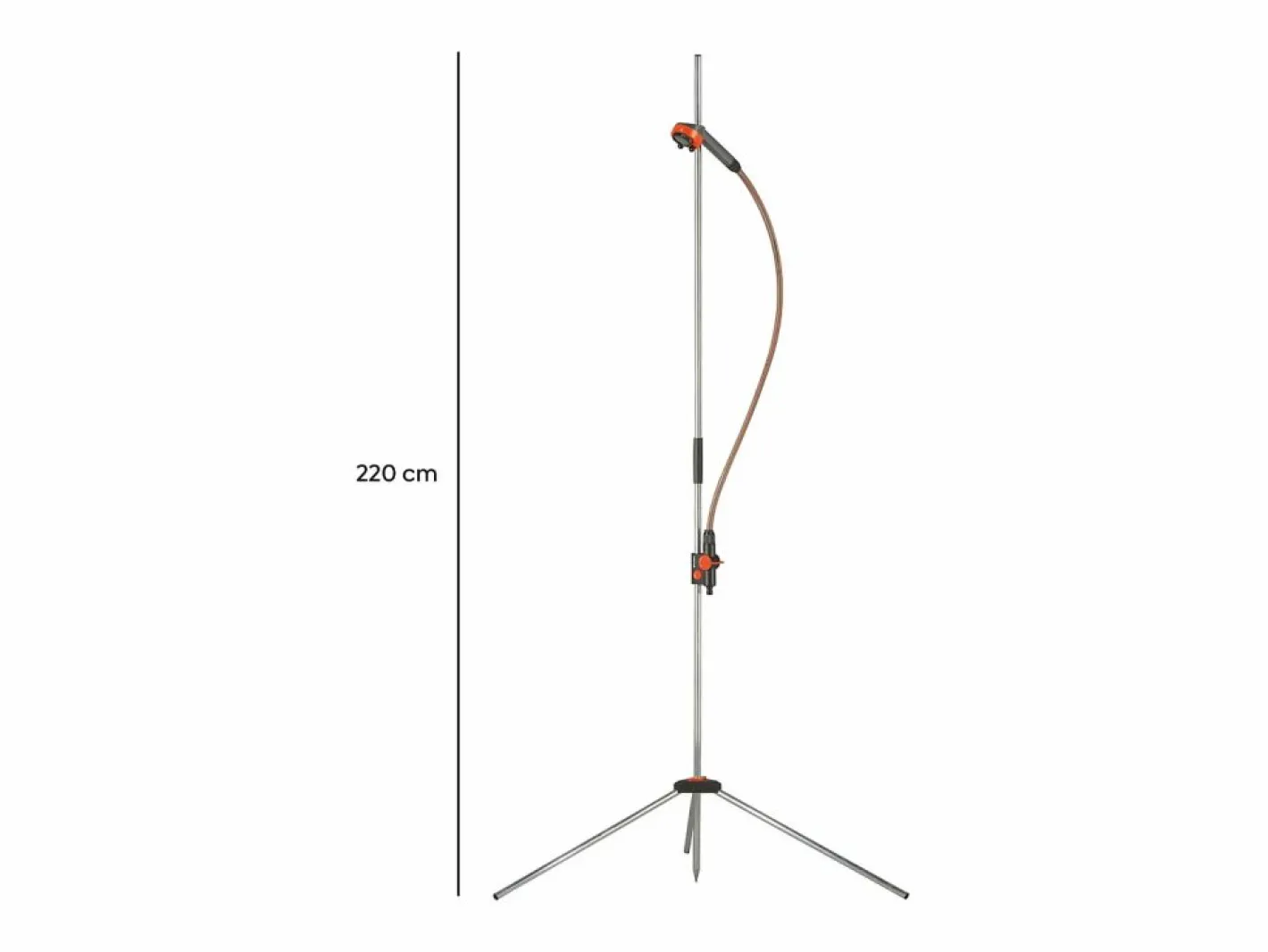 Gardena Ducha de Jardín Trio 220 cm con Dos Tipos de Chorro, Cabezal Desmontable, Altura Regulable y Base en Trípode Plateado Sale
