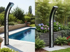 FORMIDRA Energía Solar|Ducha Híbrida Dada Curve 40L - 228 cm - Base : 32.4x14cm - Antracita / Aluminio cepillado