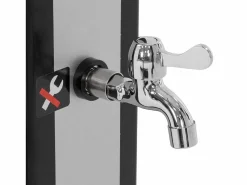 ML-DESIGN Energía Solar|Ducha solar de jardín 40 L negro/plata cabezal ajustable grifo piscina camping