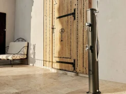 FORMIDRA Energía Solar|Ducha Solar Exterior Jolly Go 20L 24x26x120cm - Aluminio - Ducha de mano extraíble, mezclador y enjuague de pies 24x26x120cm - Antracita