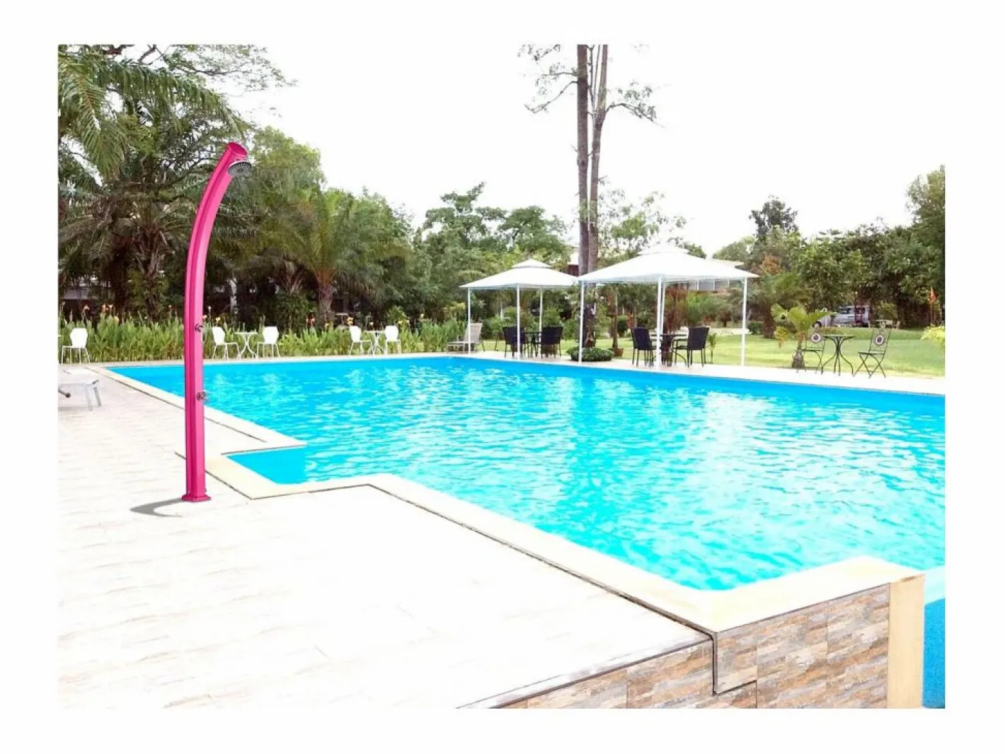 Ducha Solar Exterior Jolly 25L Formidra 233x15x16.5cm- Aluminio - Lavapies, Cabezal y Mezclador - - Rosa^POOLEX