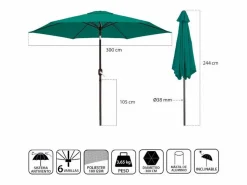 Dudeco Parasol Crudo Aluminio 300 Verde oscuro Clearance