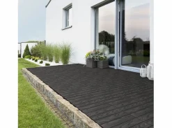 ML-DESIGN ECD Germany Baldosas para exterior de WPC antracita 30x30cm efecto madera 55 piezas para 5m² con sistema clic, losas para terraza, balcón o patio Gris antracita