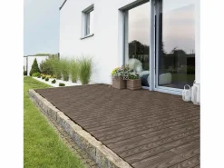 ECD Germany Baldosas para exterior de WPC marrón oscuro 30x30cm efecto madera 44 Piezas para 4m² con sistema clic, losas para terraza, balcón o patio^ML-DESIGN Discount