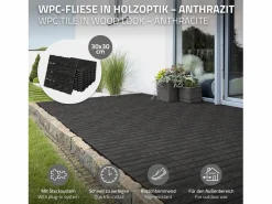 ML-DESIGN ECD Germany Baldosas para exterior de WPC antracita 30x30cm efecto madera 33 piezas para 3m² con sistema clic, losas para terraza, balcón o patio Gris antracita