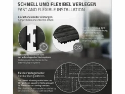 ML-DESIGN ECD Germany Baldosas para exterior de WPC antracita 30x30cm efecto madera 33 piezas para 3m² con sistema clic, losas para terraza, balcón o patio Gris antracita