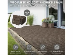 ML-DESIGN Terraza|ECD Germany Baldosas para exterior de WPC marrón oscuro 30x30cm efecto madera 22 Piezas para 2m² con sistema clic, losas para terraza, balcón o patio