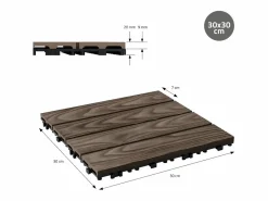 ML-DESIGN Terraza|ECD Germany Baldosas para exterior de WPC marrón oscuro 30x30cm efecto madera 22 Piezas para 2m² con sistema clic, losas para terraza, balcón o patio