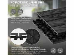 ML-DESIGN ECD Germany Baldosas para exterior de WPC antracita 30x30cm efecto madera 22 piezas para 2m² con sistema clic, losas para terraza, balcón o patio Gris antracita Hot