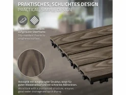 ECD Germany Baldosas para exterior de WPC marrón oscuro 30x30cm efecto madera 55 Piezas para 5m² con sistema clic, losas para terraza, balcón o patio^ML-DESIGN Online