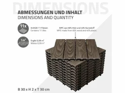 ECD Germany Baldosas para exterior de WPC marrón oscuro 30x30cm efecto madera 55 Piezas para 5m² con sistema clic, losas para terraza, balcón o patio^ML-DESIGN Online