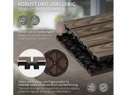 ECD Germany Baldosas para exterior de WPC marrón oscuro 30x30cm efecto madera 33 Piezas para 3m² con sistema clic, losas para terraza, balcón o patio^ML-DESIGN Hot