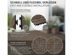 ECD Germany Baldosas para exterior de WPC marrón oscuro 30x30cm efecto madera 33 Piezas para 3m² con sistema clic, losas para terraza, balcón o patio^ML-DESIGN Hot