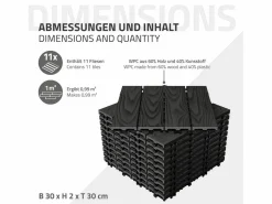 ECD Germany Baldosas para exterior de WPC antracita 30x30cm efecto madera 11 piezas para 1m² con sistema clic, losas para terraza, balcón o patio^ML-DESIGN Sale