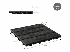 ECD Germany Baldosas para exterior de WPC antracita 30x30cm efecto madera 11 piezas para 1m² con sistema clic, losas para terraza, balcón o patio^ML-DESIGN Sale