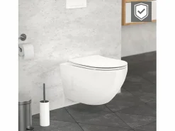 ECD Germany Inodoro suspendido sin borde de cerámica , revestimiento Nano, inodoro suspendido de pared de 52 cm de largo, con asiento Softclose^LuxeBath Outlet