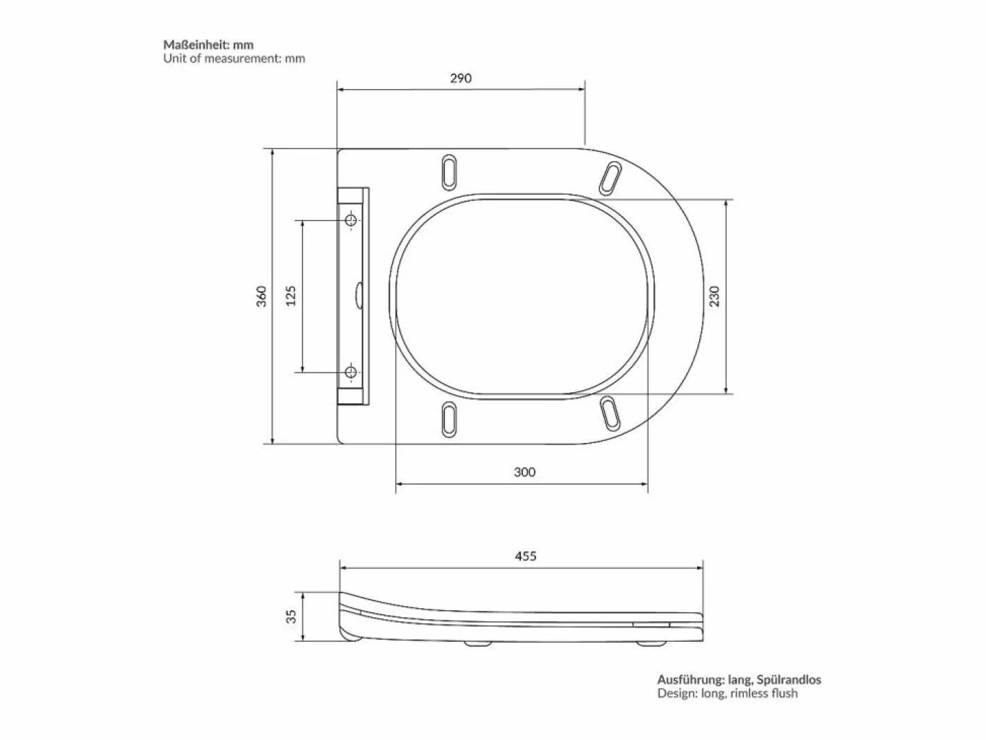ECD Germany Inodoro suspendido sin borde de cerámica , revestimiento Nano, inodoro suspendido de pared de 52 cm de largo, con asiento Softclose^LuxeBath Outlet