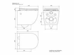 LuxeBath ECD Germany Inodoro suspendido sin brida, largo 52 cm, , con función bidé, revestimiento Nano, de cerámica, tapa de inodoro, cierre suave, cisterna Blanco Hot