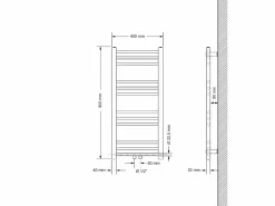 Radiador de baño Calentador de Toallas Radiador 400 x 800 mm Antracita Recto con conexión Central Radiador Secadora Incl. Termostato con paso universal^ECD Germany Hot