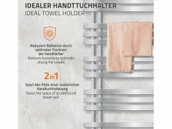 Radiador de baño Calentador de Toallas Radiador 400 x 800 mm Antracita Recto con conexión Central Radiador Secadora Incl. Termostato con paso universal^ECD Germany Hot