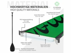 ECD Germany Tabla hinchable de paddle surf SUP Makani 320 x 80 x 15 cm de PVC hasta 120kg con bomba de aire, bolsa de transporte y accesorios Verde Discount
