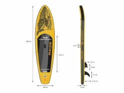 ECD Germany Tabla hinchable de paddle surf SUP Makani 320 x 80 x 15 cm de PVC color con bomba de aire, bolsa de transporte y accesorios Amarillo