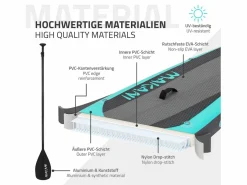 Tabla hinchable de paddle surf SUP Makani 320 x 80 x 15 cm de PVC turquesa hasta 120kg con bomba de aire, bolsa de transporte y accesorios^ECD Germany Outlet