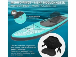 Tabla hinchable de paddle surf SUP Makani 320 x 80 x 15 cm de PVC turquesa hasta 120kg con bomba de aire, bolsa de transporte y accesorios^ECD Germany Outlet
