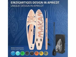 ECD Germany Tabla hinchable de paddle surf SUP Makani 320 x 80 x 15 cm de PVC color albaricoque con bomba de aire, bolsa de transporte y accesorios Naranja claro Online